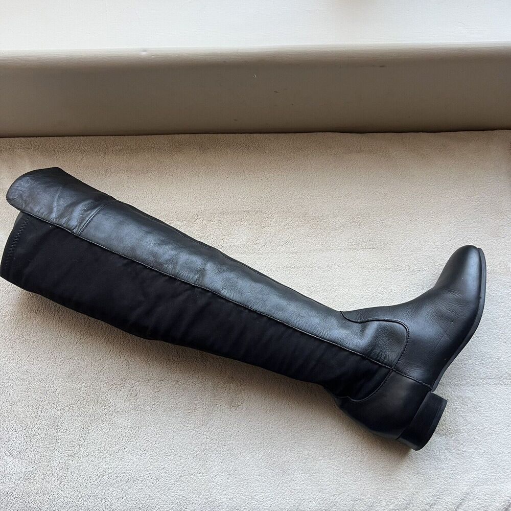 Louise et Cie Andora Black Leather Over the Knee Riding Boot Stretch Panel 5 M